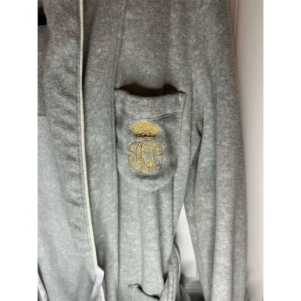 Lauren Ralph Lauren Women's XS Gray Kimono Fleece Robe Shawl Collar - Picture 9 of 10